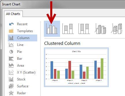 3. The Insert Chart window will appear. Click on the chart you wish to use (See Figure 44).