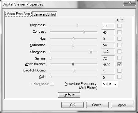 Advanced Settings By clicking the "More..." button on the right of the system settings menu, you will be able to manually adjust all of the image settings.