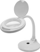 round glass lens (2.25x Magnification) High intensity energy saving LEDs Cool  easy attachment to desk and bench tops, or mount directly to your work surface.