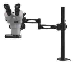 Stereo Zoom Microscopes Preconfigured Microscope Systems SPZ-50 Stereo Zoom Binocular Microscope on Articulating Arm Stand Magnification Range: 6.7x to 50x Large Zoom Ratio: 7.46:1 Field of View: 34.