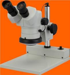 components, free from chromatic and spherical aberration Coarse and fine focusing, ideal for fine detail work 26800B-A1 SPZV-50 Stereo Zoom Trinocular Microscope on Stand PLED, HD Camera & 8" HD