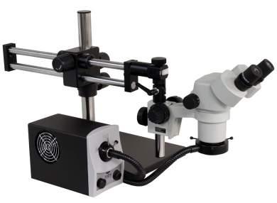 Stereo Zoom Microscopes Preconfigured Microscope Systems DSZ-44 Stereo Zoom Binocular Microscope on Stand DABS with LED FOI Magnification Range: 10x to 44x Zoom Ratio: 4.4:1 Field of View: 23-5.