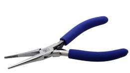 5mm Serrated Needle Nose Pliers Curved 152mm (6") Manufactured from 400 series stainless steel Induction hardened jaws Dual leaf springs ESD Safe cushioned grips Box Joint construction