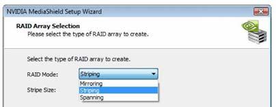 Here we take Striping (RAID 0) for example to show you how