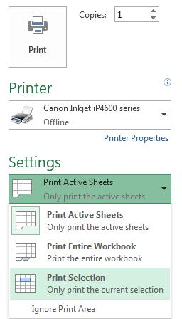 Page Setup and Print 4 Printing Part of a Sheet Just part of a sheet can be printed but it must be selected first. 1. Display the worksheet Costs breakdown worksheet if necessary 2.