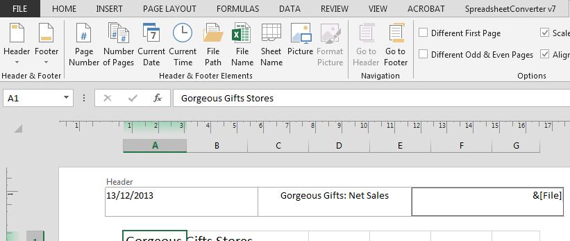 BSBITU304A Microsoft Excel 2013 Now you should make sure you have Headers and Footers entered for each worksheet. 9. Click on the worksheet Net Sales 10.