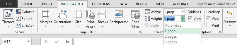 eg 1, just click on Width to be 1 page and Height to be 1 page: Excel will adjust the sizing automatically so the worksheet fits onto 1 page Scale to Fit Width Height 1.