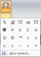 Display 6 Insert Symbols 12. Click at the start of the telephone number 13.
