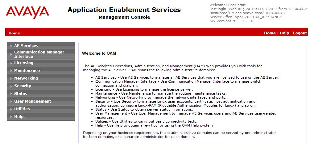 The Welcome to OAM screen is displayed next.