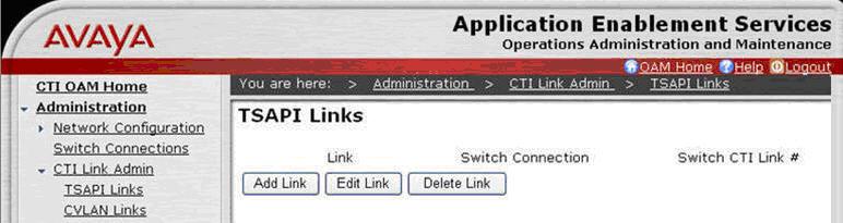 4.2. Administer TSAPI Link To administer a TSAPI link, select Administration > CTI Link Admin > TSAPI Links