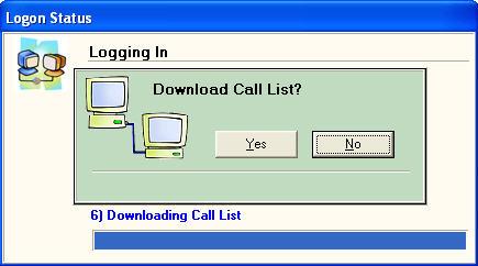 The Logon Status dialog box is displayed next, click Yes to download the call recordings.