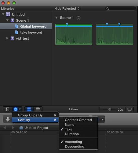 Sort By Final Cut Pro can sort clips