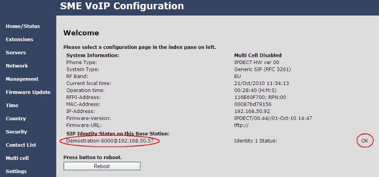 STEP 22 Open the HTTP interface of relevant base unit > On the Home/Status page, you can check the