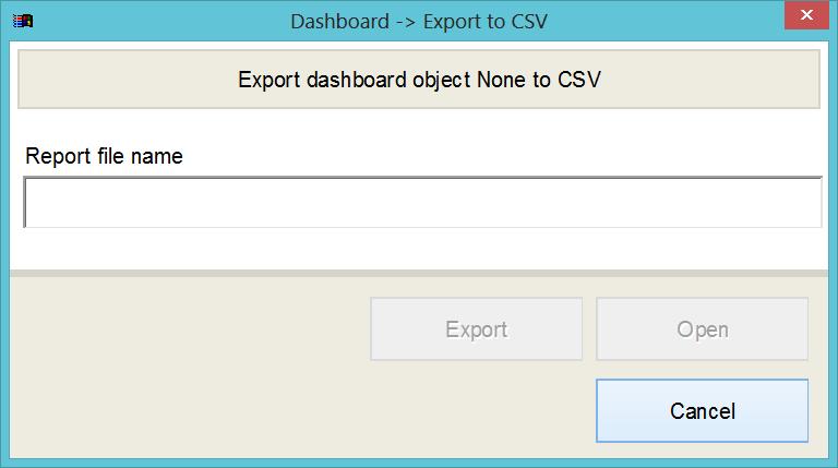 Export to CSV When exporting the chart data to a CSV file, the screen below is opened, where the user select the name for the file that will be created.