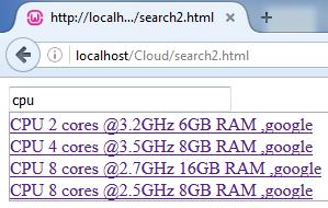 Figure 31 Searching for an actual IaaS cloud resource Experiment-4: Searching for a Specific Service Provider Figures 33 and 34 are examples of