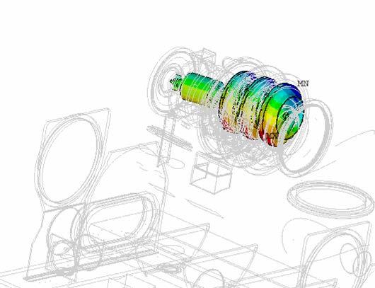 Chiller Structure Modeled with CMS SuperElement Finite Element Model of Rotor and
