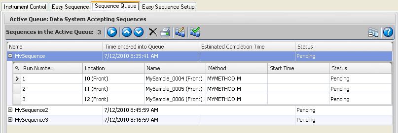 Easy Sequence 7 Edit a Sequence in the Sequence Queue 1 Select the sequence you want to edit in the active queue.
