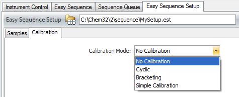 Easy Sequence 7 After saving the Samples section, click the Calibration tab.