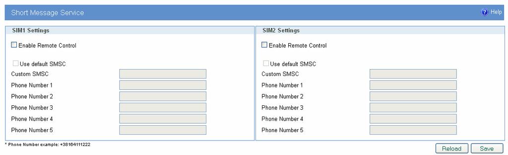 Figure 39 SMS remote control configuration SMS Send SMS SMS send feature allows users to send SMS message from WEB interface. In following picture is page from where SMS can be sent.