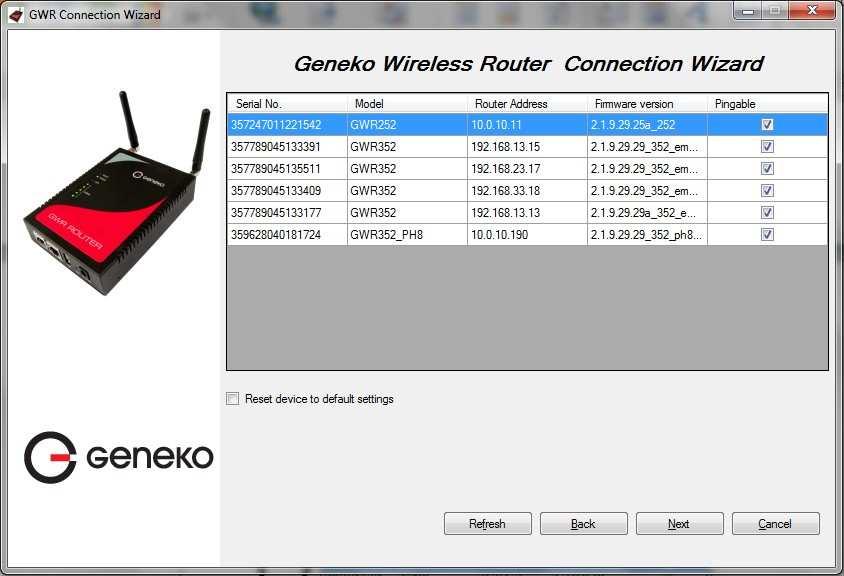 Figure 54 Connection Wizard Router Detection When you select one of the routers from the list and click Next you will get to the following screen.