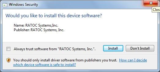 (7) Click 'Install' button at 'Windows Security' dialog box below and continue installing the driver.