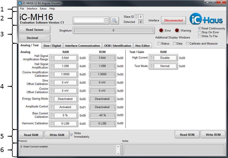 Rev A1, Page 5/14 GENERAL SOFTWARE DESCRIPTION Functional description The ic-mh16 software starts in No Hardware mode.