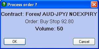 5. Selection field for the Ordertype. You can select from four different types of ordering namely Market, Stop, Limit, and Stoplimit. 6. Selection field for the Stop Price.