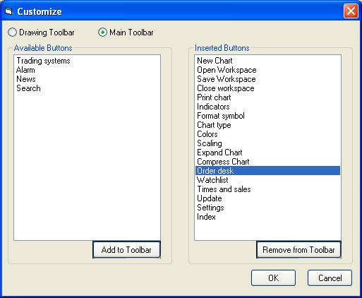 To customize the toolbar buttons that you want to be present on your work environment, select first on whether the toolbar item is to be found under Drawing or Main Toolbar classification.