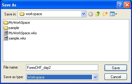 5.1.3 Save Workspace This button launches the Save As dialog window where you could save your current workspace.