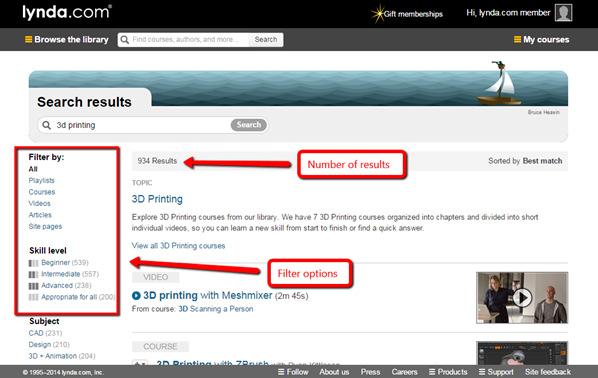 Step 2: Finding a Course On your results page you ll see how many results there are, and options on the left