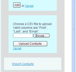 be imported by selecting the Other option on the Import Contacts pop-up window The following accepted file formats can by