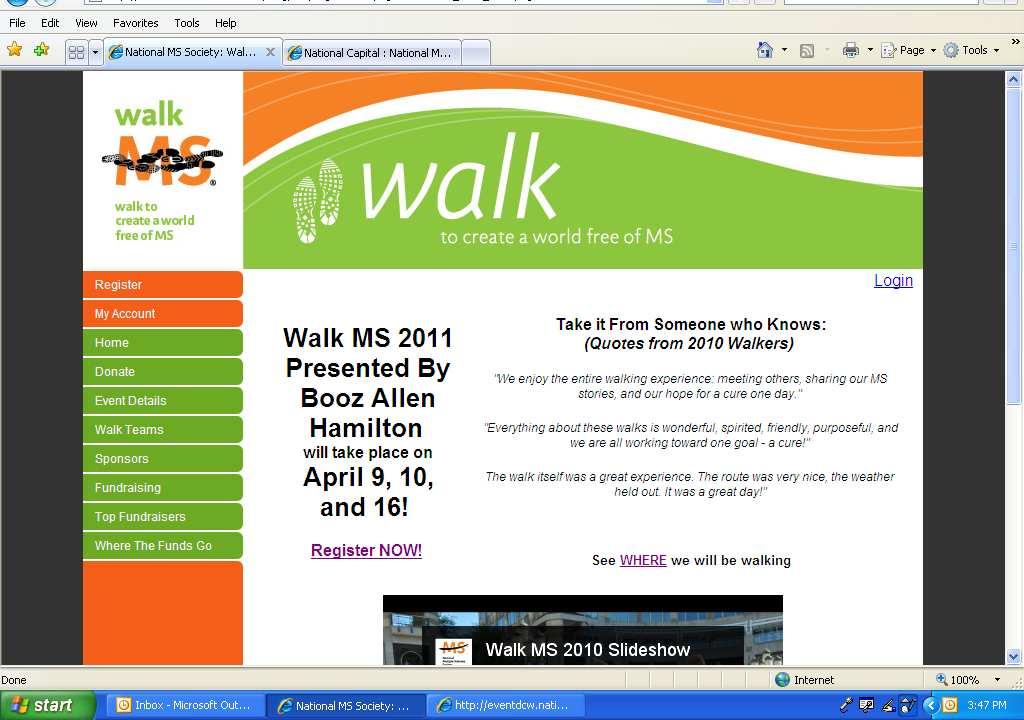 Accessing Your Participant Center STEP 1: From your Walk MS homepage (www.msandyou.