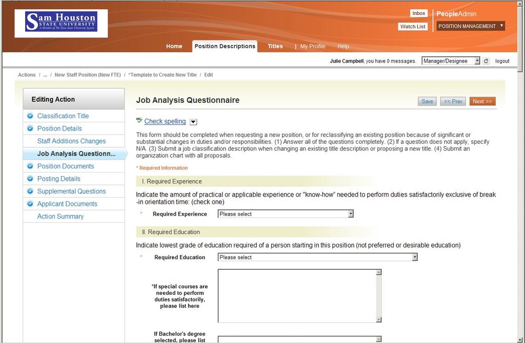 JOB ANALYSIS QUESTIONNAIRE This page contains an electronic version of the Job Analysis Questionnaire.