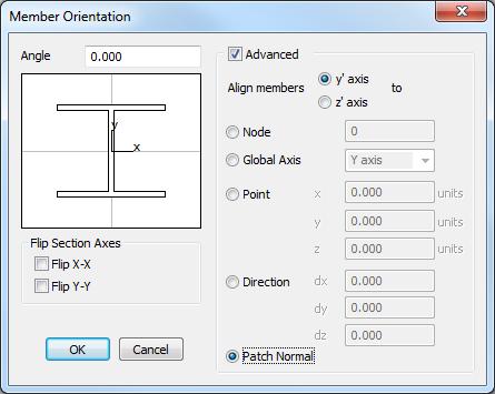 Section Orientation When analysing a three dimensional frame it is necessary to know the orientation of the structural section used for each member relative to the global coordinate system.