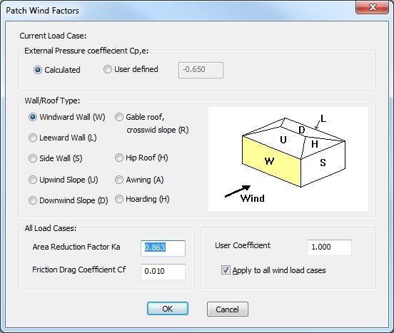 Patch Wind Factors The automatically calculated patch wind factors for each individual patch can be edited via the Patch Wind Factors dialog.