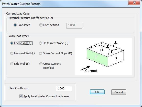 As well as allowing the factors to be changed the orientation of the section is displayed. Water Currents are resolved into local member loads.