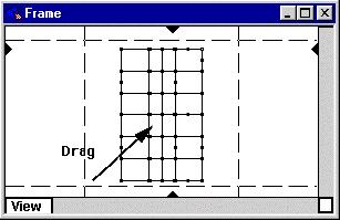 The small triangles located between the clipping bar on the edges of the window indicate the drawing depth.