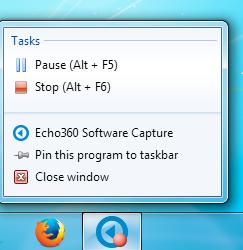 15 Echo Personal Capture will then minimize to the taskbar and recording will begin of your screen display and your voice through the