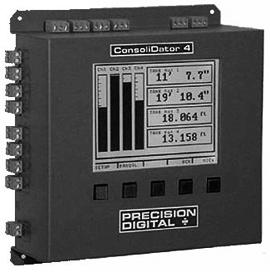 Process Meters and Enclosure Options ANALOG PROCE METERS (CONTINUED) Multi-Channel Consolidating Analog Process Meter Precision Digital PD941-8K9-15 Input: 4 Analog 4-20