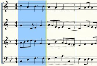A red insertion bar indicates that the inserted music will nudge existing music toward the end of the score.