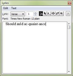 A. To type in lyrics LYRICS, CHORDS, AND REPEATS 1 After the notes are entered, choose the Lyrics tool.