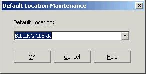 Tools and Maintenance Default Location Maintenance If you have multiple processing locations setup under your Company Maintenance, you can set the default location using this screen.