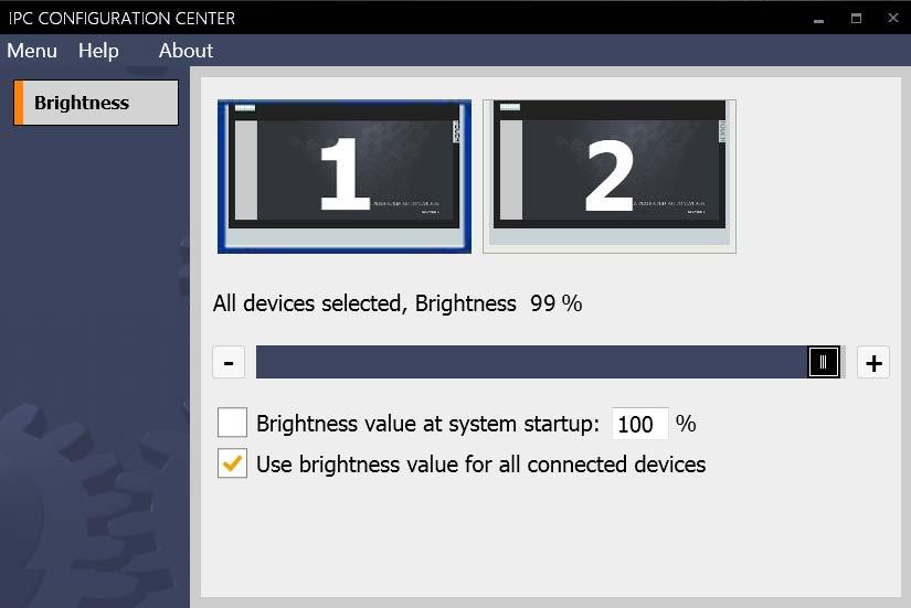 Software description 3.2 Brightness - SetBrightness 2. Select the device whose brightness display you want to change. The following example shows two device displays.