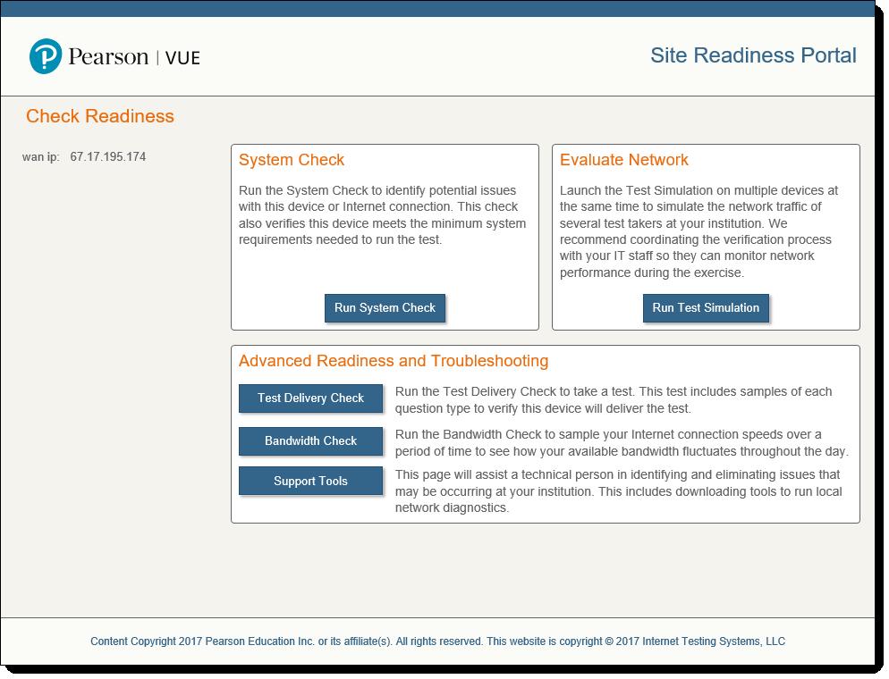 4. The Site Readiness Portal launches in a new browser tab.