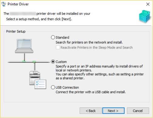 Installing the Driver 3 4 Read the CANON SOFTWARE LICENSE AGREEMENT click [Yes]. Select [Custom] click [Next]. 5 If the following screen is displayed, select [Add New Printers] click [Next].