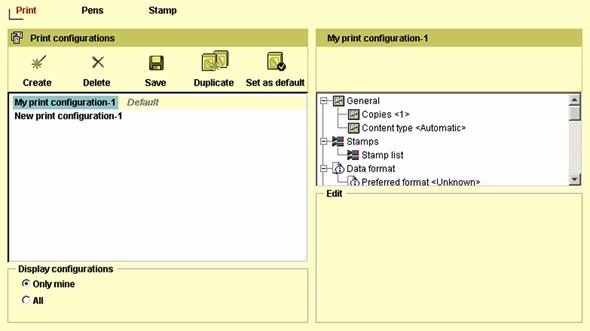 Set as default print configuration Purpose This functionality allows you to select a configuration and set it as your default configuration which is applied to all documents that are added to the job.