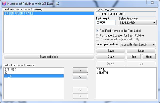 Overview of Carlson GIS (9 7) Click Draw. The labels are shown to the right.