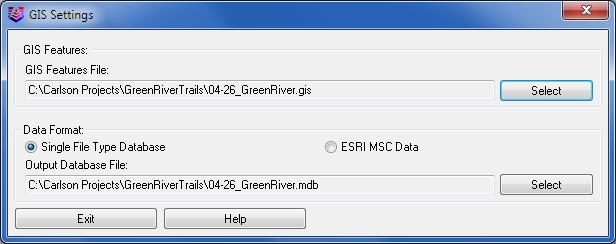 Overview of Carlson GIS 1 Set GIS Settings Before creating GIS data in Carlson, you must specify a GIS Features (.gis) file and choose whether to store the GIS data in an external GIS database (.