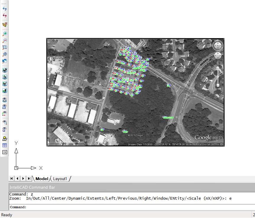 Working with Images and Google Earth In Carlson Software (3 14) If the newly inserted image isn t fully visible, on the View menu, click Extents to zoom extents