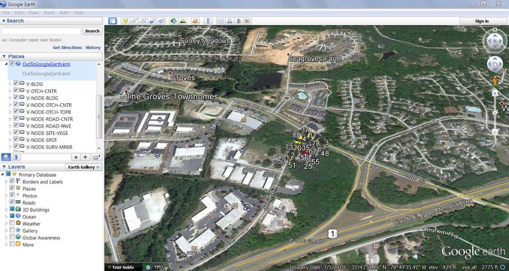 Google Earth is launched and the view is focused on the project area.